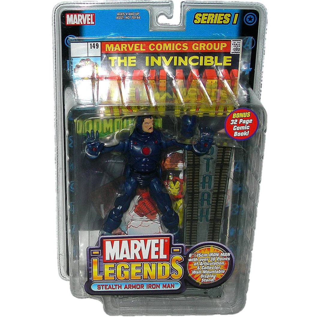 Toybiz 6-inch Marvel Legends Series 1 Stealth Armor Iron Man Variant with comic - Front