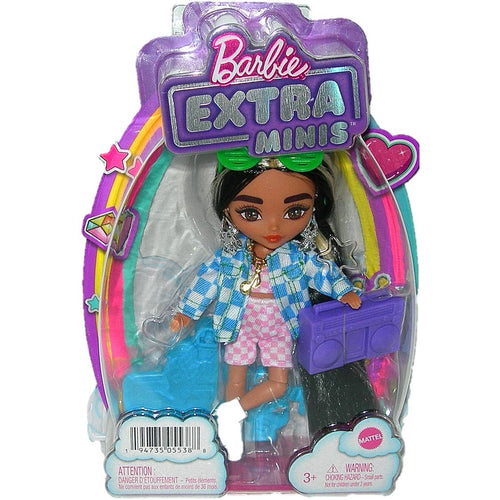Barbie Extra Minis Blue Check Jacket Doll HGP64
